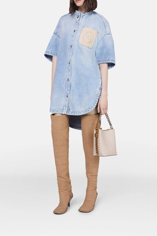 Blouse-jurk - Beige en blauw