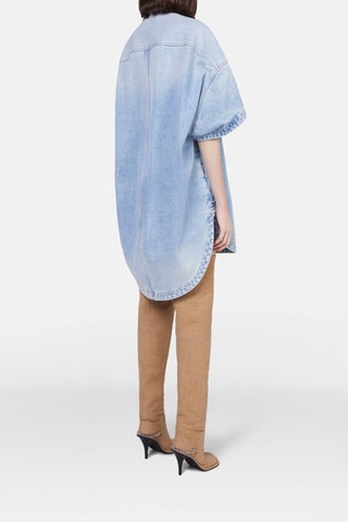 Blouse-jurk - Beige en blauw