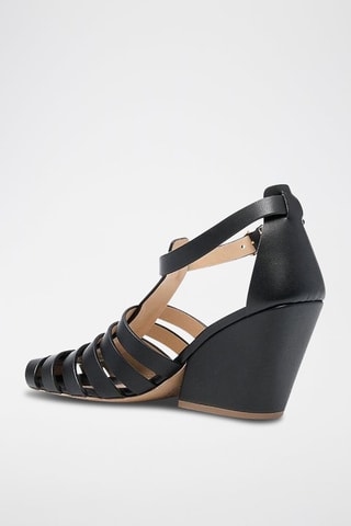 Sandalen met sleehak - Zwart en beige