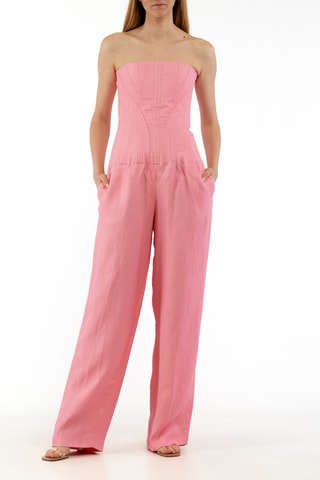 Mouwloze Linnen Jumpsuit - Roze