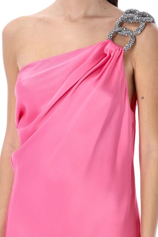 Asymmetrische Mouwloze Jurk - Roze en grijs