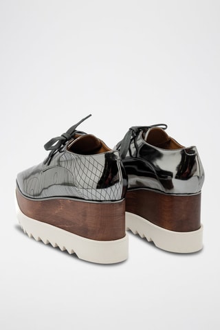 Platform Derby's - Wit, bruin en zilverkleurig