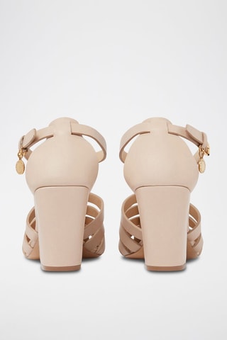 Sandalen met sleehak - Beige
