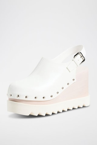 Platform Clogs - Wit en beige