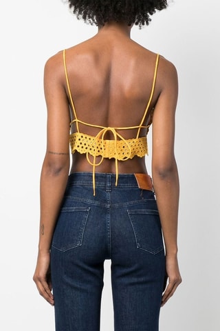 Linnen Crop Top - Geel