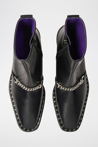 Enkellaarzen - Zwart, paars en zilverkleurig
