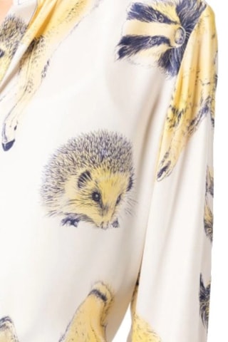 Zijden Top - Wit, zwart en geel