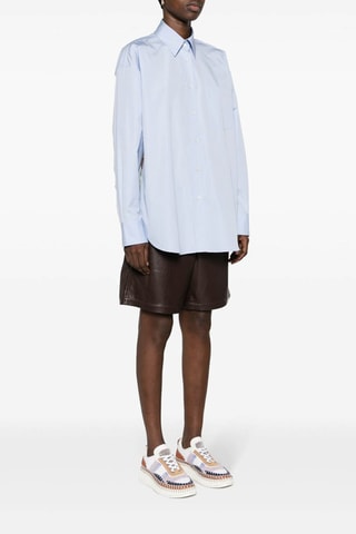 Oversized Overhemd - Wit, blauw en bruin