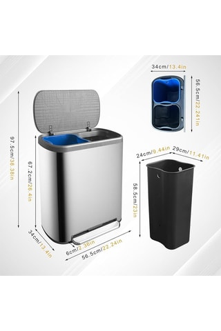 Papelera de reciclaje de pedal de acero inoxidable Empire - 60 l