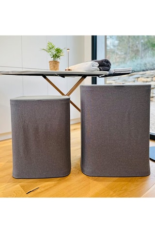 Cesto de roupa dobrável com separador Sven - 90 l - Cinzento