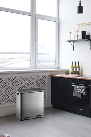 Cubo de basura de reciclaje de acero inoxidable con pedal Major - 60 l