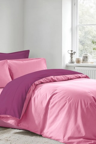 Juego de nórdico reversible de algodón Ranforce 61 hilos/cm² - Rosa