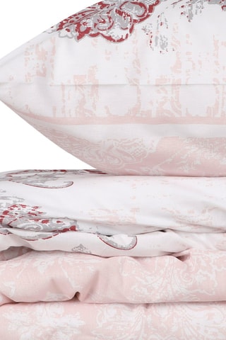 Juego de nórdico de algodón 140 hilos/cm² Daisy - Rosa y blanco