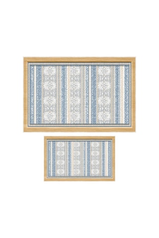 2 alfombras de baño - Azul ­- 50 x 60/60 x 100 cm