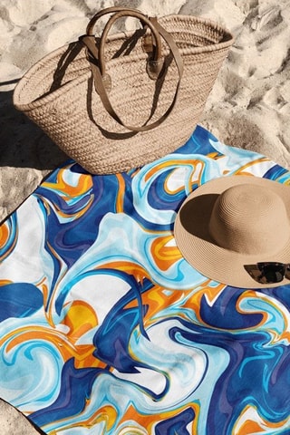 Toalla de baño - Azul y naranja - 70 x 130 cm