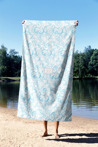 Toalla de baño - Azul y naranja - 70 x 130 cm