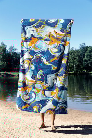 Toalla de baño - Azul y naranja - 90 x 150 cm