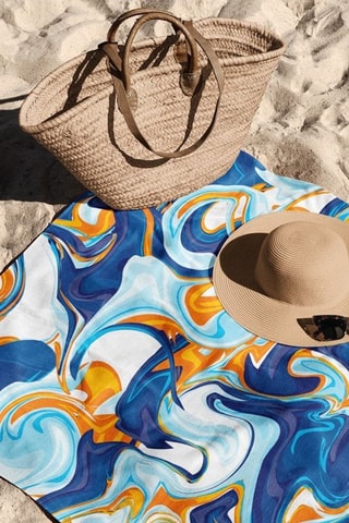 Toalla de baño - Azul y naranja - 90 x 150 cm