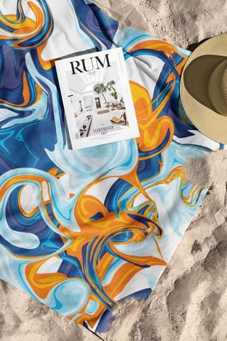 Toalla de baño - Azul y naranja - 90 x 150 cm