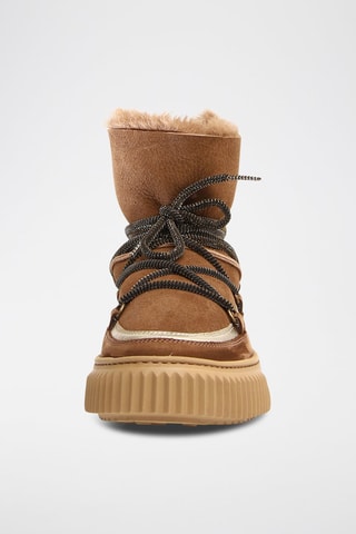 Gevoerde Leren Enkellaarzen - Bruin