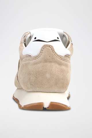 Baskets en cuir - Blanc, marron et argenté