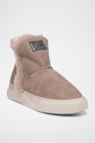 Gevoerde Nubuck Enkellaarzen - Wit en grijs