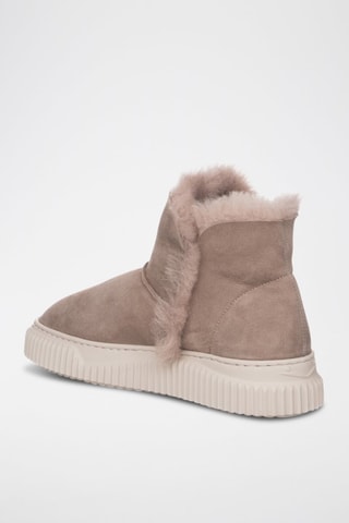 Gevoerde Nubuck Enkellaarzen - Wit en grijs