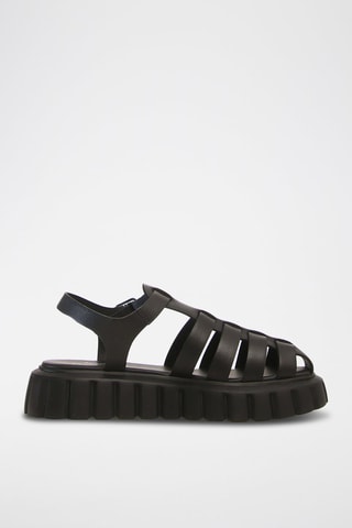 Sandales plateformes en cuir de veau Grenelle - Noir