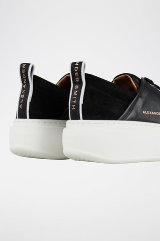 Baskets plateformes en cuir - Blanc, noir et doré