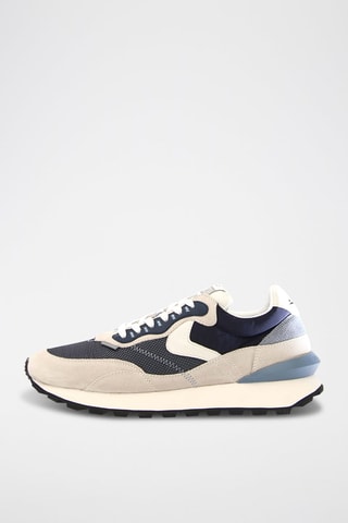 Baskets en nubuck - Blanc, noir et bleu