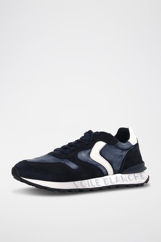 Baskets en nubuck Paris Race - Blanc et bleu