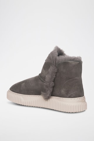 Gevoerde Nubuck Enkellaarzen - Wit en grijs