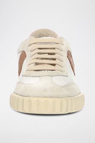 Baskets en nubuck - Blanc, beige et doré