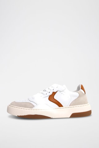 Baskets en cuir - Blanc, beige et marron