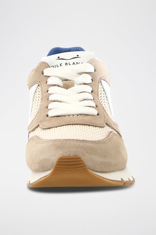 Baskets en cuir - Blanc, beige et vert