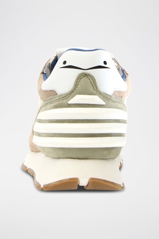 Baskets en cuir - Blanc, beige et vert