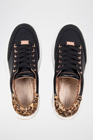 Baskets plateformes en cuir Lancaster - Blanc, noir et marron