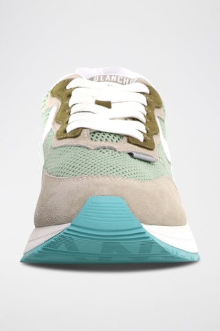 Leren Sneakers - Wit, beige en groen