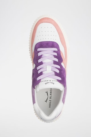 Baskets en cuir - Blanc, violet et rose