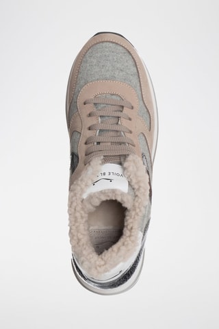 Baskets fourrées en cuir - Beige et gris