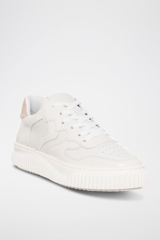 Baskets en cuir Laura - Blanc et rose