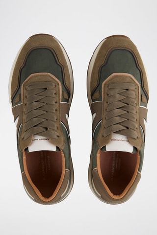 Leren Sneakers - Wit, groen en bruin