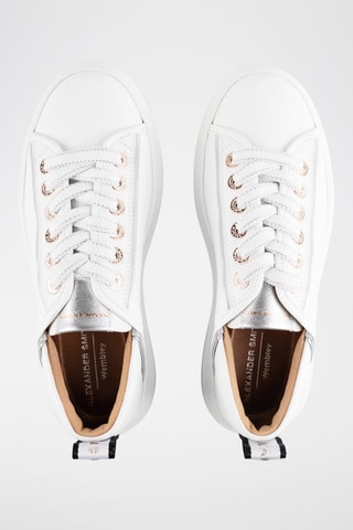 Baskets en cuir Wembley - Blanc et argenté