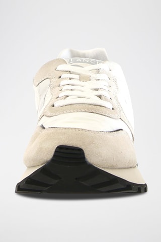 Baskets en cuir - Blanc, beige et bleu