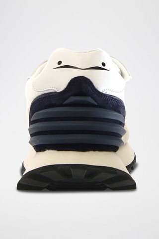 Baskets en cuir - Blanc, beige et bleu