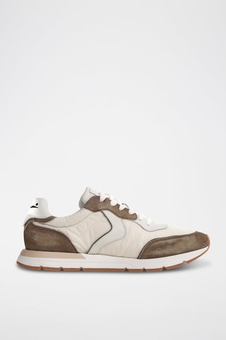 Baskets en cuir - Blanc, noir et gris