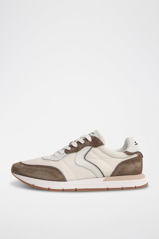 Baskets en cuir - Blanc, noir et gris