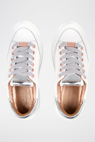 Baskets plateformes en cuir de taureau Lancaster - Blanc, marron et gris