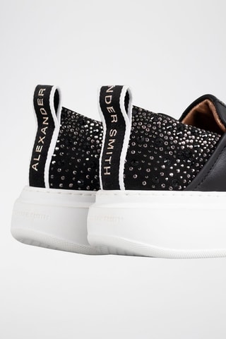 Baskets plateformes en cuir Wembley - Blanc, noir et argenté