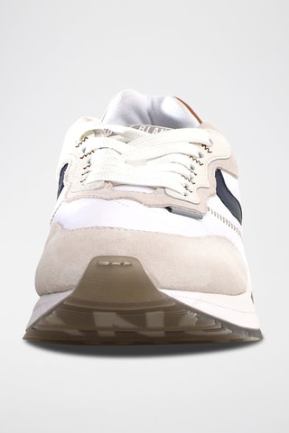 Baskets en cuir - Blanc, bleu et marron